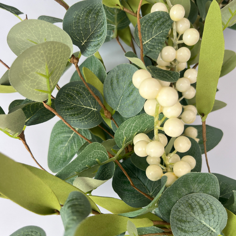 Picture of Iron bottom ring 20 inch large eucalyptus wreath simulation berry wreath eucalyptus door hanging cross-border spot wholesale