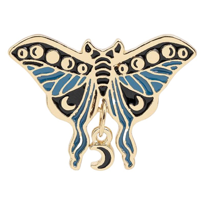 European and American punk style new drop oil alloy brooch total lunar eclipse series butterfly two-color all-Match Badge student accessories