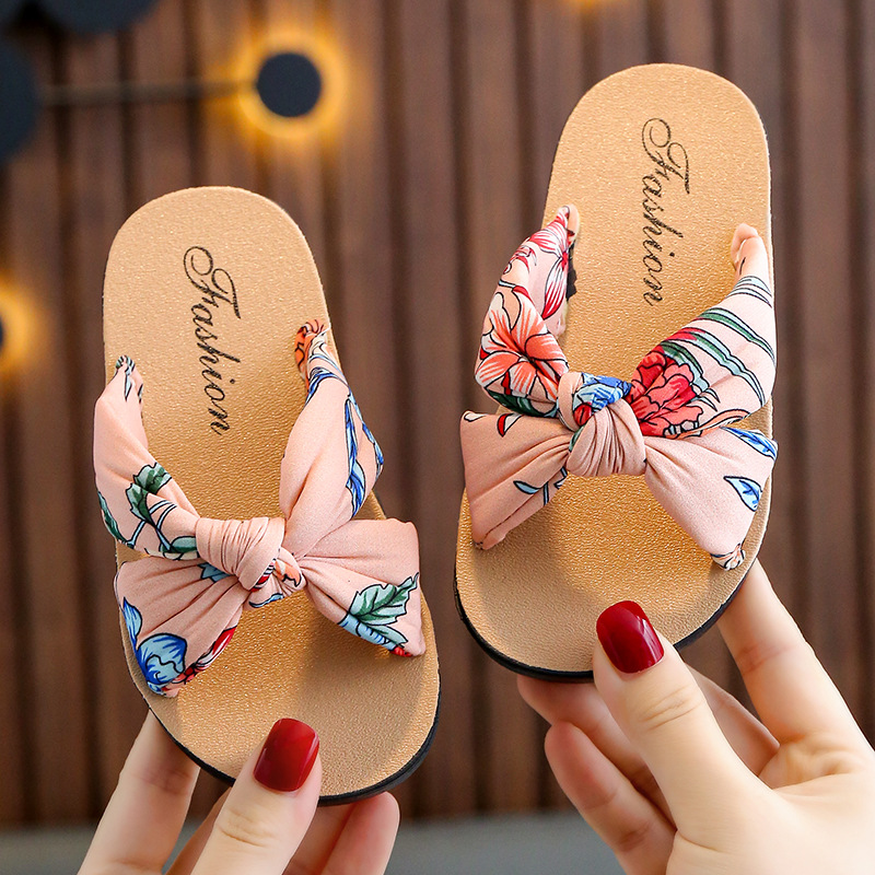 Picture of Bohemian style girls' sandals children's slippers sponge comfortable soft casual indoor and outdoor printed fabric sandals