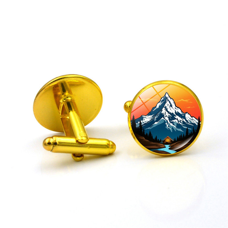 Adventure Cufflinks Accessories All-Match Explorer Camping Mountain Outdoor Travel Landscape Cufflinks Men's Shirt Decoration Gift