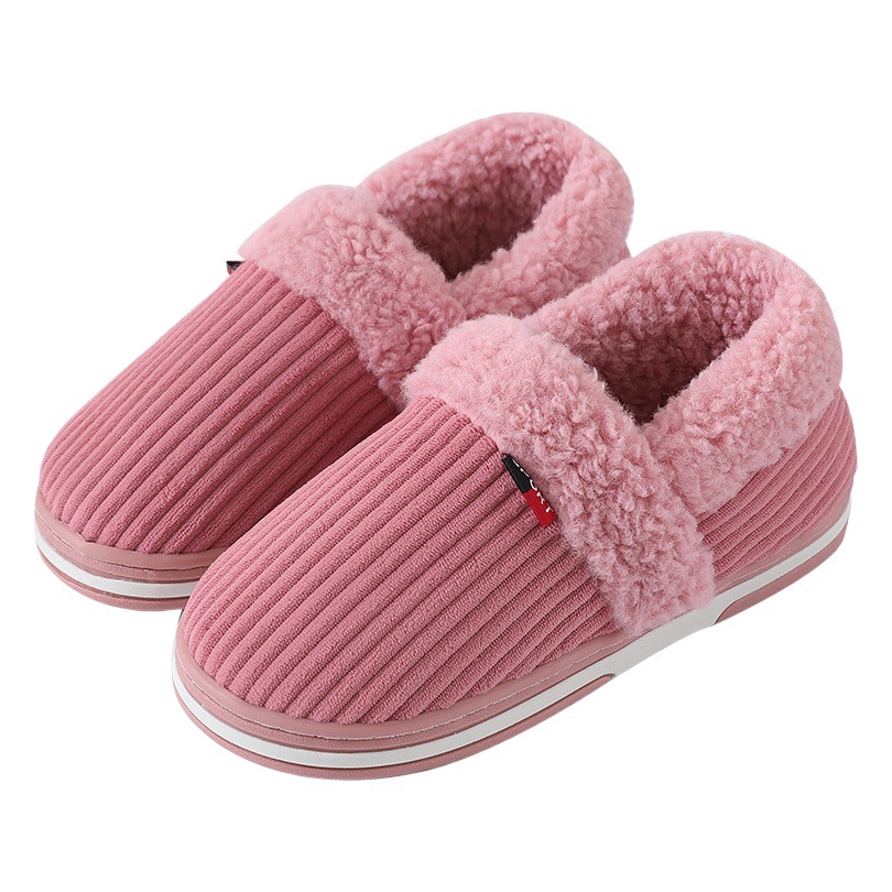 Couple warm bag heel cotton slippers winter indoor thickened bottom home home non-slip belt heel cotton shoes ladies