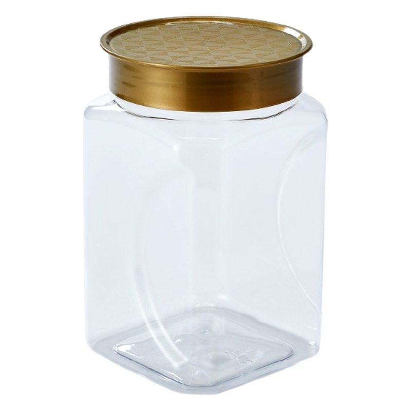 Pet Square Plastic Jar Large Capacity Candy 1.3L New Year Gift Jar Nut Pistachio Sealed Packaging Jar