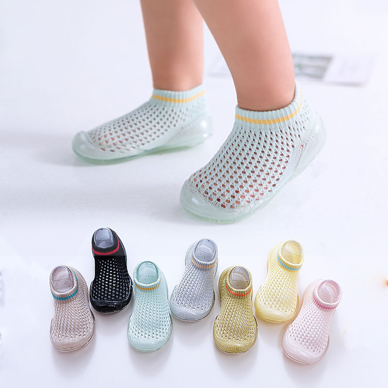 Baby Floor Socks Non-Slip Soft Bottom Indoor Floor Shoes Toddler Silicone Thick Bottom Baby Shoes and Socks Thin Summer Mesh Transparent