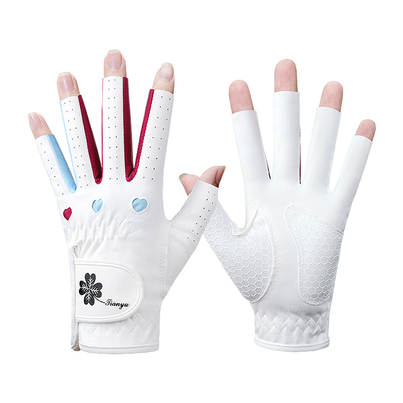 Picture of Golf Gloves for Women Korean Style Half-Finger Non-Slip Golf Microfiber Gloves Breathable Wear-Resistant Gloves 1 Pair
