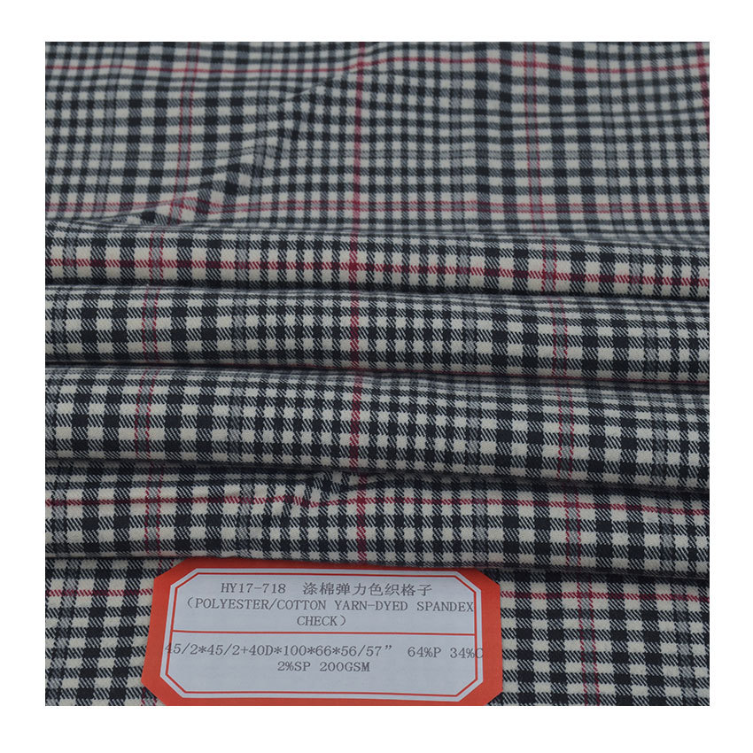 Polyester Cotton Stretch Woven Fabric Polyester Cotton Yarn-dyed Fabric 45/2 Polyester Cotton Stretch Yarn-dyed Plaid Trousers Yarn-dyed Trousers