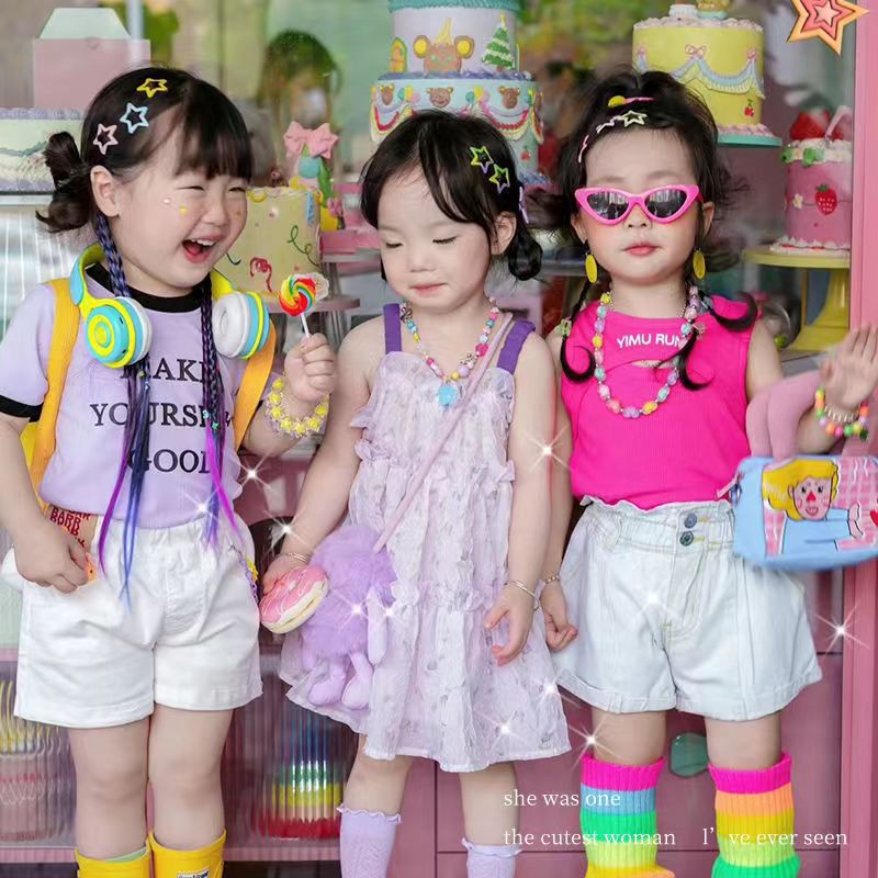 Picture of Dopamine polka dot five-pointed star hairpin girl's heart sweet broken hair BB clip children's colorful bangs little star hair accessories