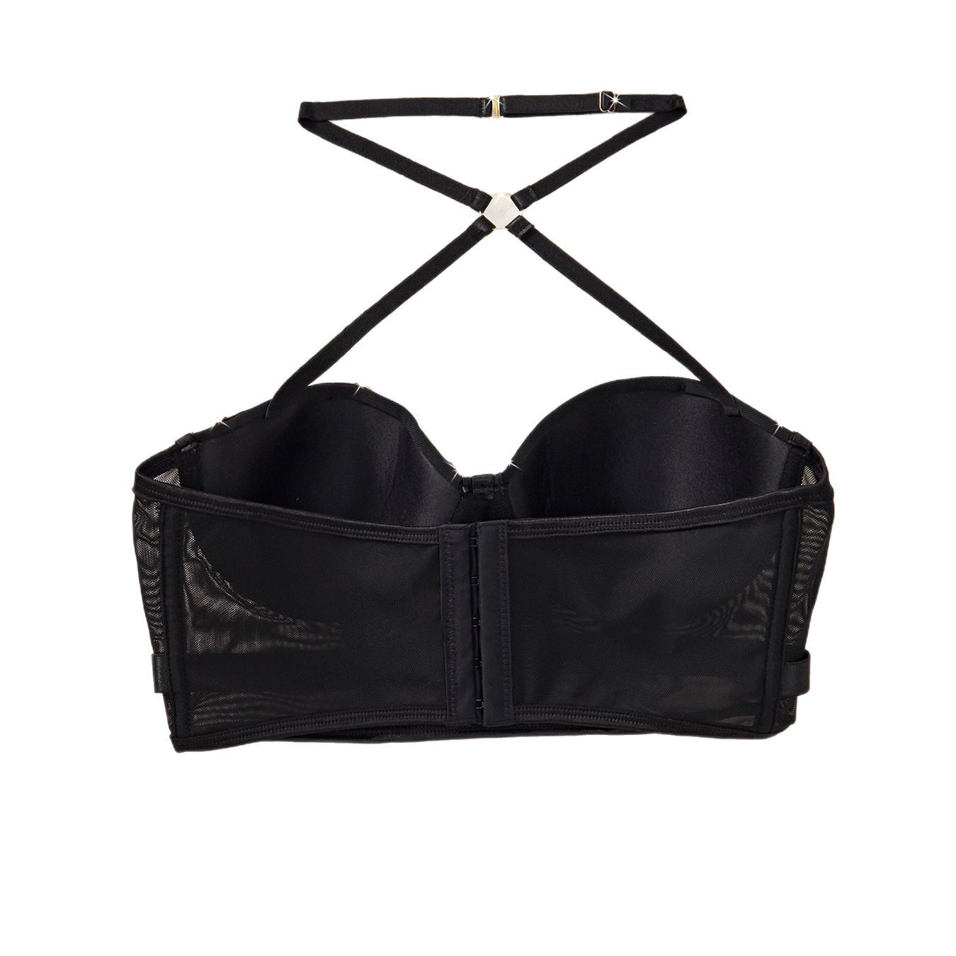 Picture of French-Style Retro Shaping Push-Up Halter Neck Bra with Chest Pads, Strapless Sexy Back Five-Row Hollow Bra