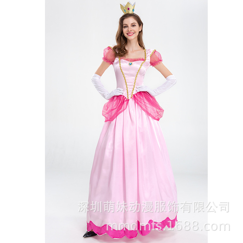 Picture of 2025 New Mario Princess Peach Pink Pricess Stage Outfit Pink Party Queen Dress