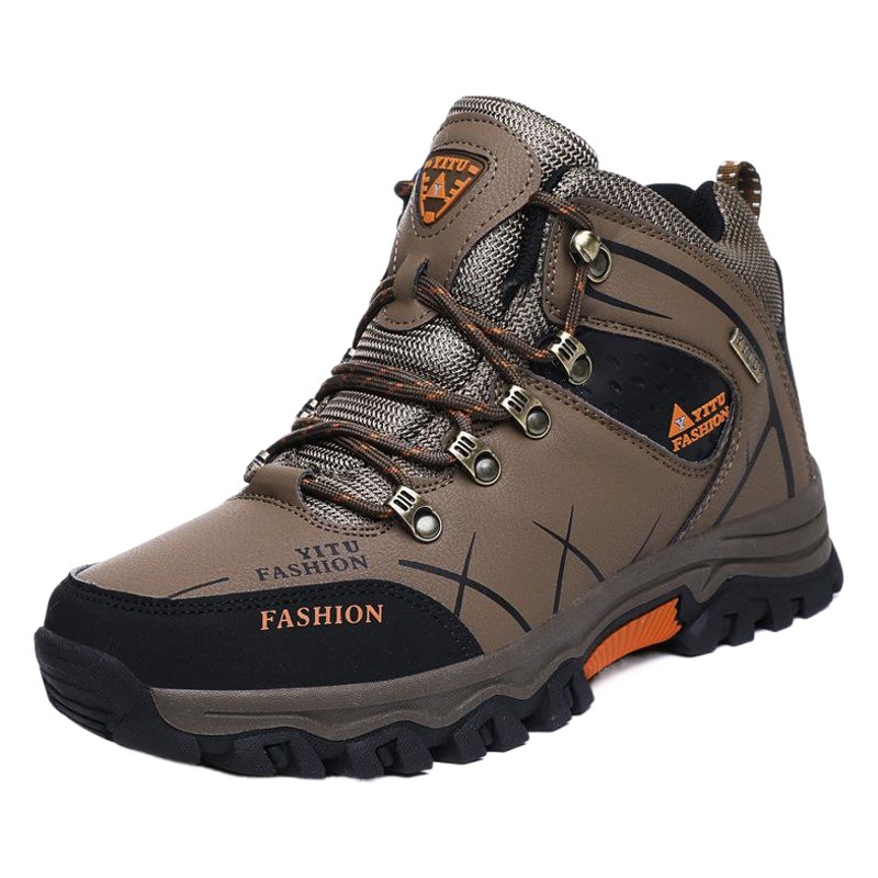 Autumn and winter men's shoes hiking shoes cotton-padded shoes high-top leather surface fleece-lined thick warm plus size cross-border outdoor hiking cross-country shoes