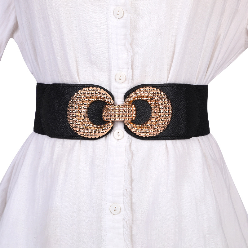 Picture of Manufacturer Wholesale Fashion Women's Elastic Wide Girdle down Jacket Casual Elastic Belt Sweater Korean Style Decorative Belt