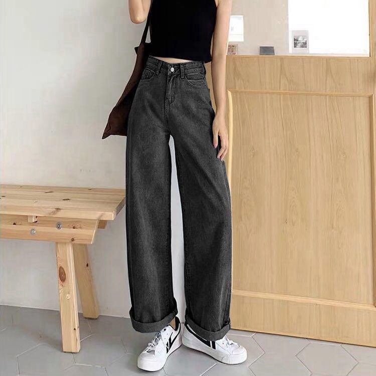 Picture of Loose Straight Leg Jeans Women's 2023 New High Waist Korean Style Slim Look Tall Wide Leg Trendy Trendy Trousers