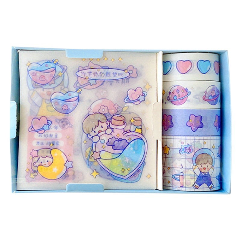 Cartoon hand account sticker tape gift box stationery cute children diy suit ins wind hand account and paper material wholesale