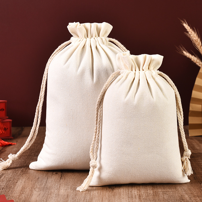 Blank wheat rice flour packaging bag spot grain fungus canvas rice bag drawstring canvas bag custom