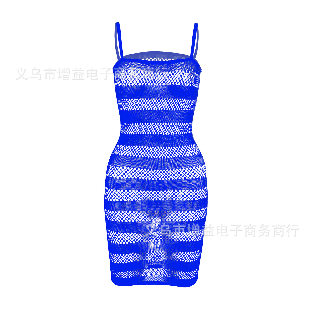 Picture of Striped sexy mesh jumpsuit sling fishnet sexy temptation horizontal stripe w094