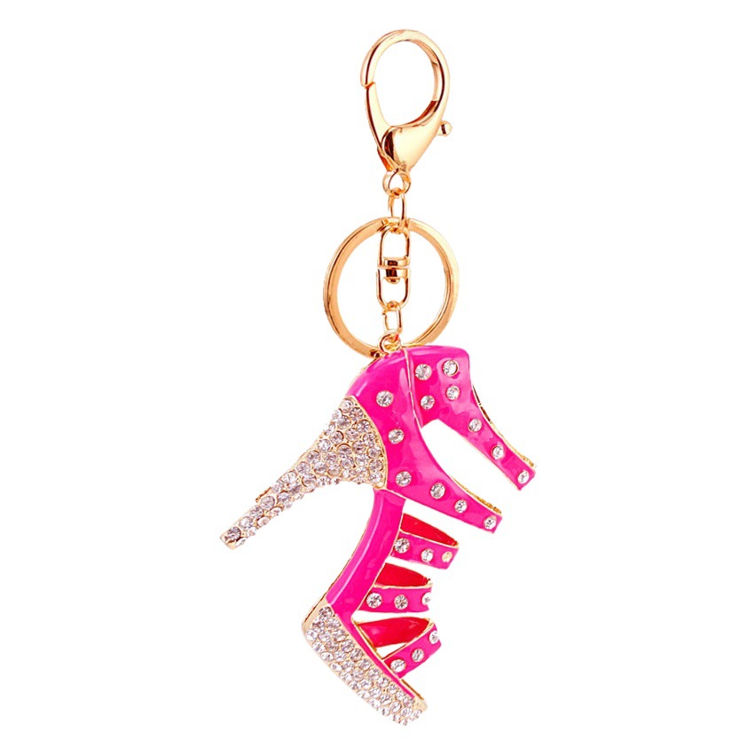 Creative and Cute Diamond-Encrusted Women's Oversized High-Heeled Shoes Keychain Women's Bag Accessories Metal Pendant Keychain 279
