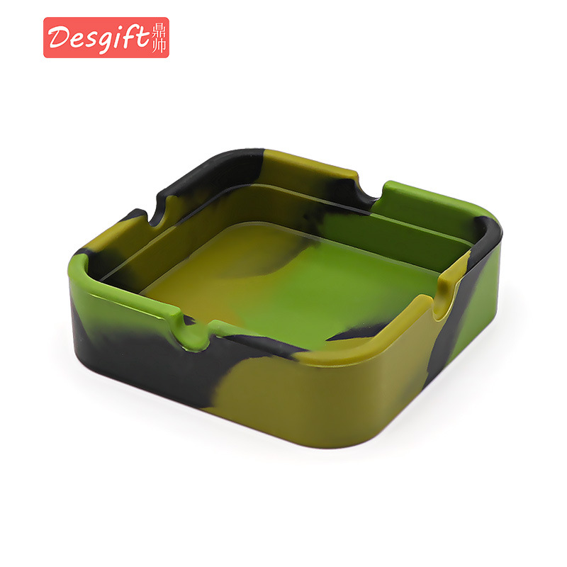 Picture of New silicone round ashtray camouflage mixed color psychedelic ashtray ashtray ashtray Cup printing logo ashtray