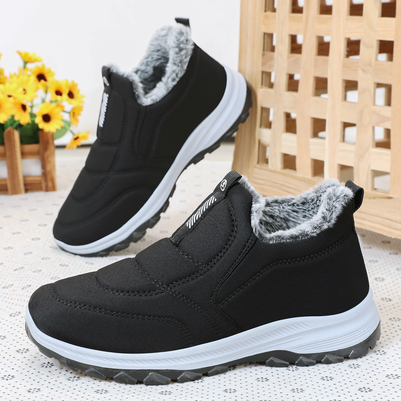 Cotton Shoes Men's Winter Cross-Border Large Size Cotton Boots Plus Velvet Thickened Couple Walking Boots Outdoor Sports Snow Boots Wholesale