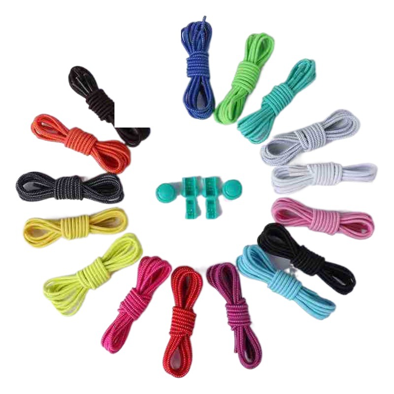 Elastic Shoelaces, Colorful Elastic Shoe Laces, Round, for Adults and Children, Safe, No Tying, No Binding, Black and White, Lazy Style, Fluorescent Color