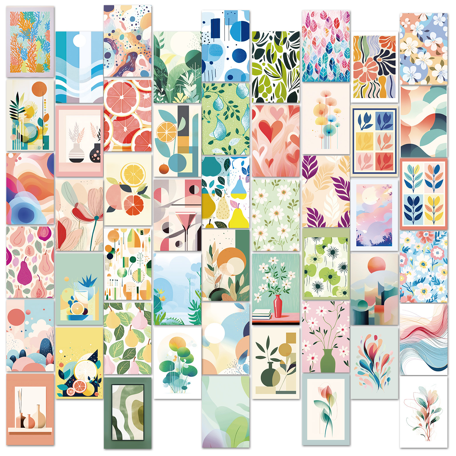 Big Sale 50 Leaves Small Fresh Decorative Cards Art Painting Amazon Poster Background Wall Decoration Message