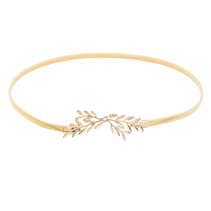 Roman Queen Set Bridal Metal Leaf Earrings Hair Band Armband Elastic Belt Gold Wire Bracelet Spot