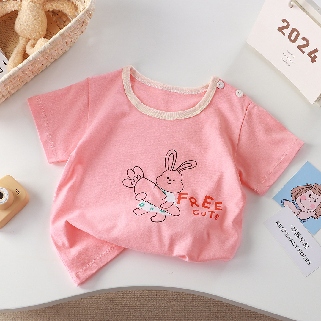 New T-shirt cotton girls short sleeve summer baby class a half sleeve baby children sweat absorbent children's clothing manufacturers wholesale