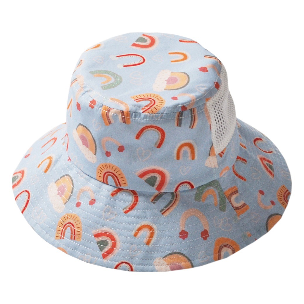 moinmlon Summer New Children's Breathable Mesh Hat Baby Sun Cover Hat Baby Printed Cotton Hat