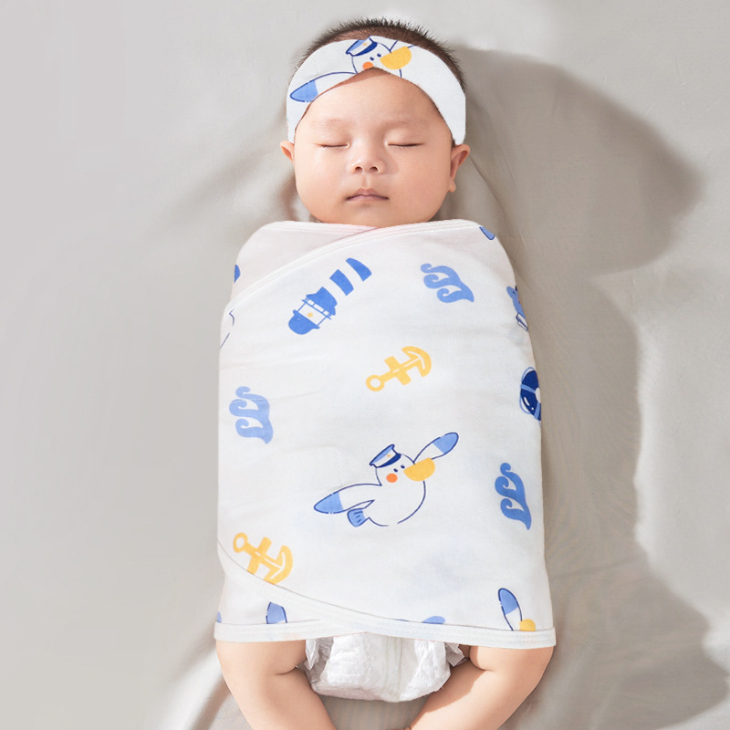 Picture of Baby Anti-Scare Sleeping Bag Spring Autumn and Winter Pure Cotton Newborn Baby Swaddling Towel Wrapping Towel Anti-Scare Sleeping Bag Artifact
