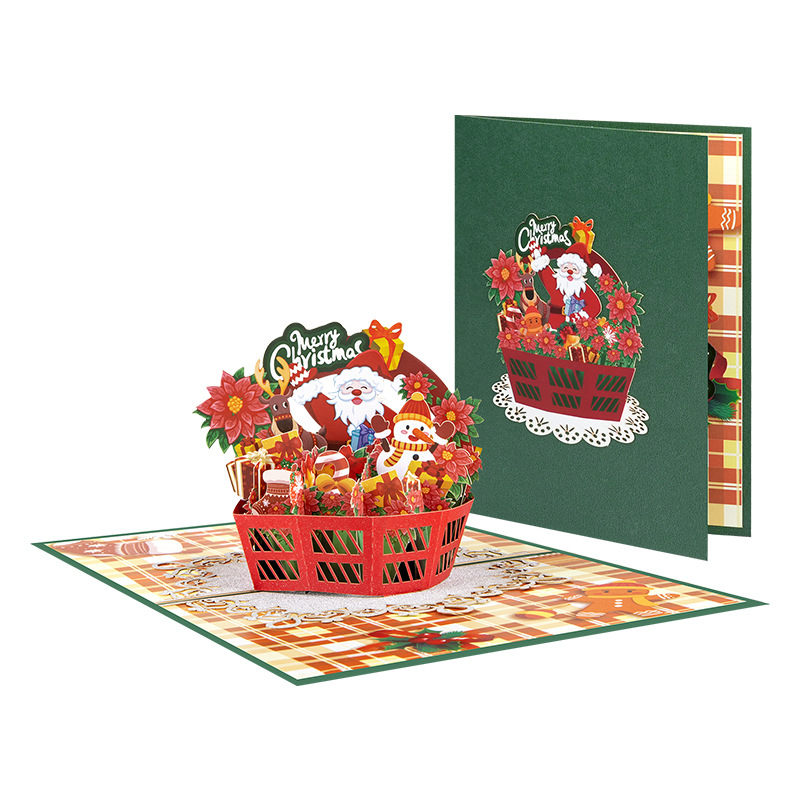 Picture of New Creative Amazon Cross-Border 3D Greeting Card Holiday Greetings Handmade Card Color Printed Christmas Lettering