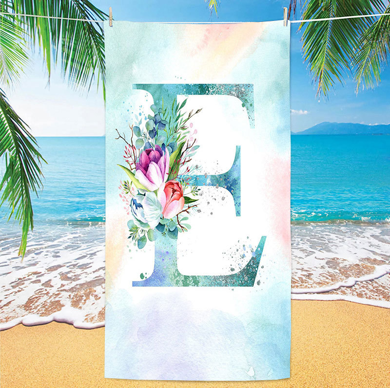 Picture of Cross-border microfiber double-sided velvet beach towel custom LOGO digital printing large bath towel rectangular thick towel