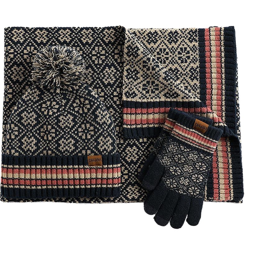 Dhjaa Manufacturer Amazon Winter New European and American Knitted Scarf Warm Wool Hat Scarf Gloves Three Pieces