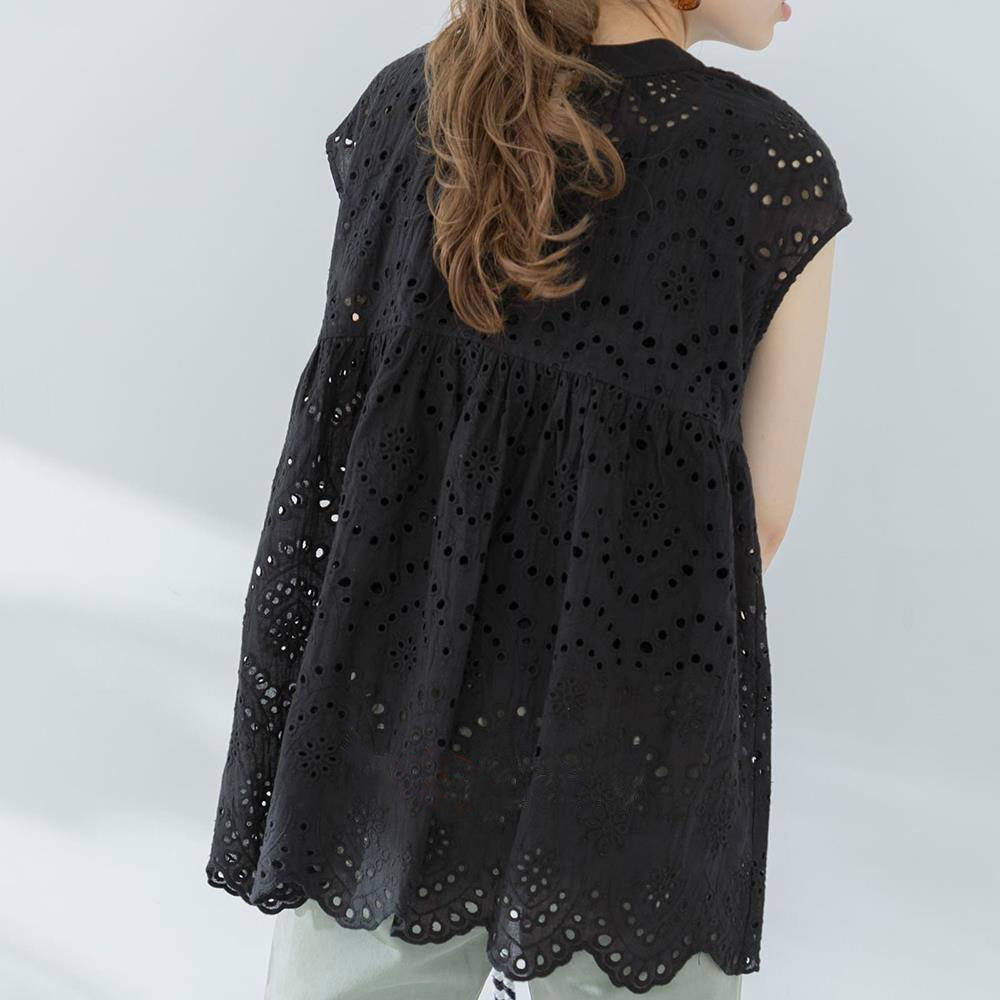 Picture of Spot Japanese Style Style 2025 Cross-Border Summer New Style Cut Out Embroidered Shirt Loose Women's Summer Shirt Fashionable and Versatile