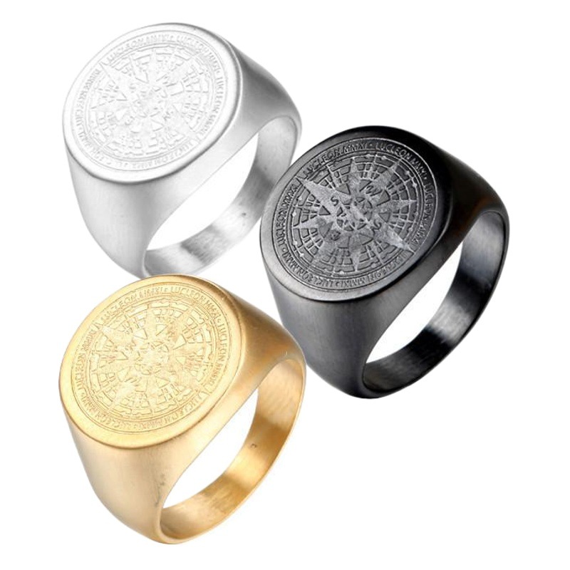 European and American stainless steel jewelry stainless steel compass ring men's ring ring factory wholesale