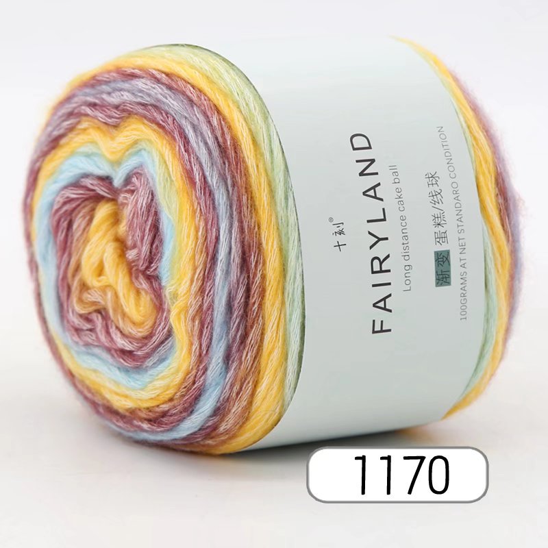 Picture of Cake wool segment dyeing gradient baby children's wool cotton rainbow thread handmade knitting shawl scarf sweater special offer
