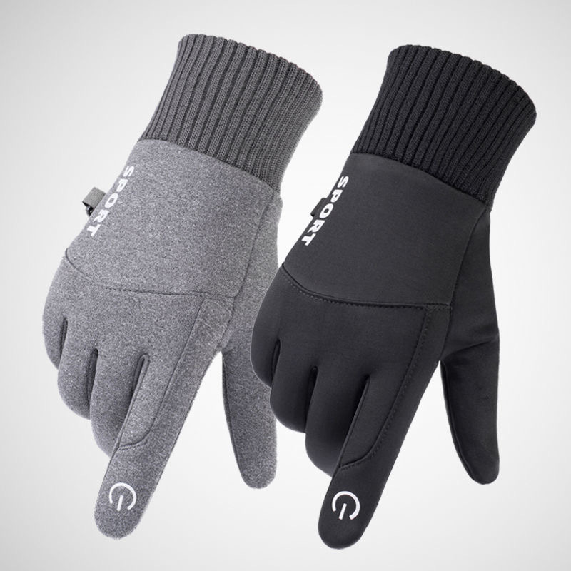 Cycling Warm Gloves Men's Winter Ski Outdoor Touch Screen Windproof and Waterproof Fleece Gloves Non-Slip Mountaineering Gloves
