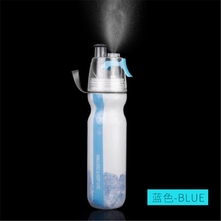 Picture of Cycling Bicycle Outdoor Sports Spray Kettle PE Double Layer Plastic Water Cup Cold Cooling Fashion Water Cup Wholesale