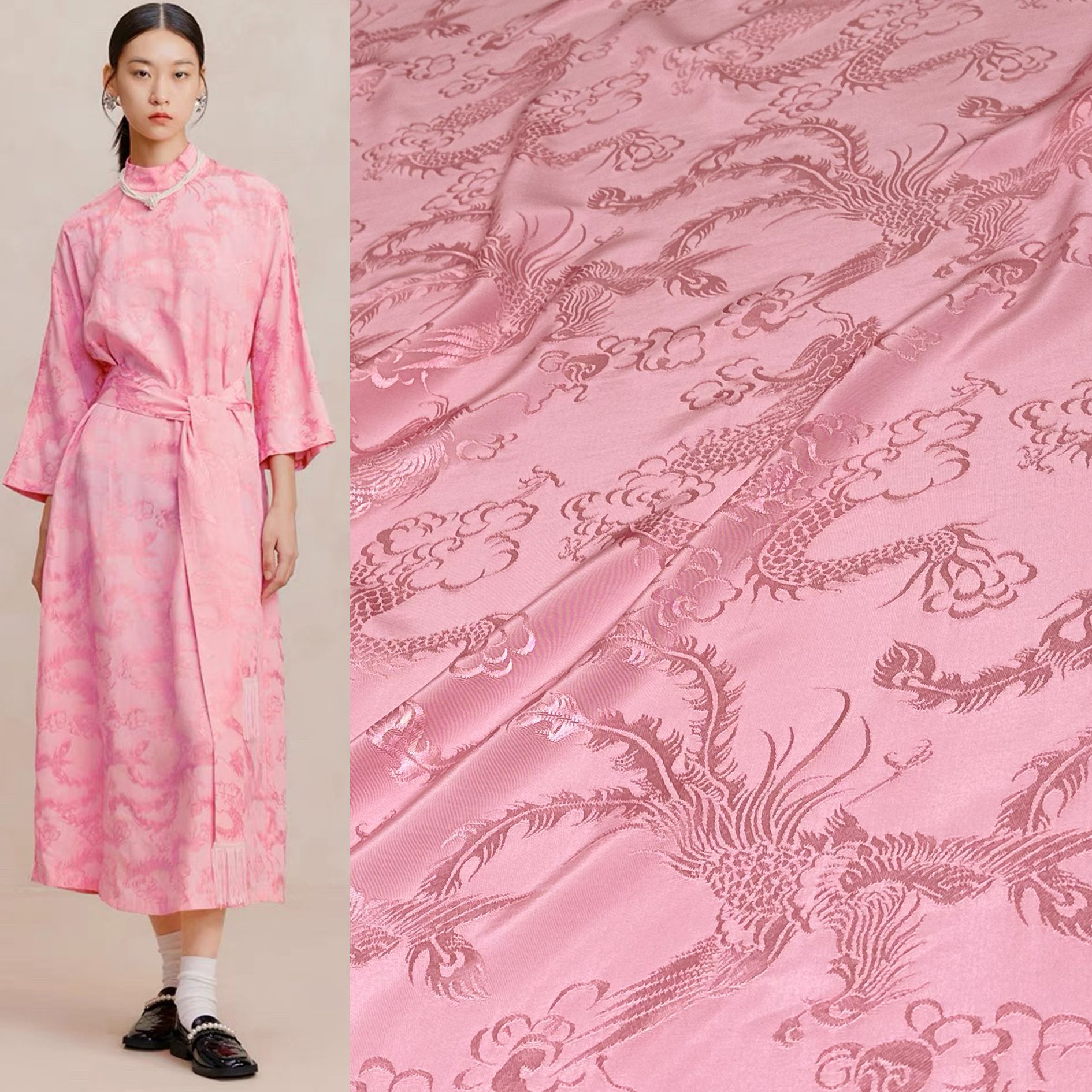Picture of New Dragon and Phoenix Chengxiang rayon cotton jacquard fabric new Chinese dress national style shirt pants fabric