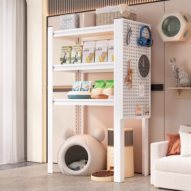 Empty storage rack floor-to-ceiling multi-layer household pet supplies storage rack Steel storage shelf above the litter box