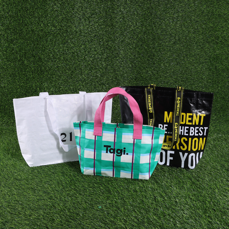 pp film portable woven bag large capacity Ikea waterproof antifouling storage snakeskin bag printable logo factory wholesale