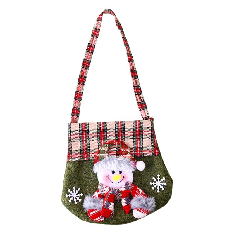 New Plaid Cartoon Santa Candy Bag Gift Bag Christmas Handbag Apple Bag Christmas Gift