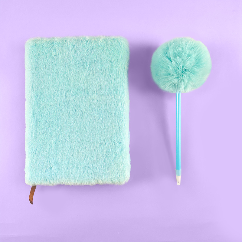 Picture of Cross-Border Simple Plush Notebook Plus Pen Prize Gift Furry Cover Diary Note Set Notebook