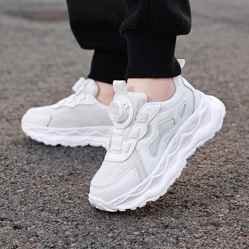 White Shoes Kidsren's Sports Shoes 2025 Spring New Boys Mesh Gray Running Shoes Lightweight Primary School Students Breathable