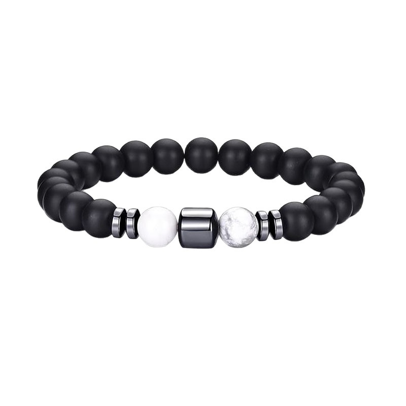 Picture of Zhou Lianfa Wholesale Men's Beaded Bracelet Matte Lava Volcanic Stone Beaded Women Elastic Bracelet Fashion Jewelry