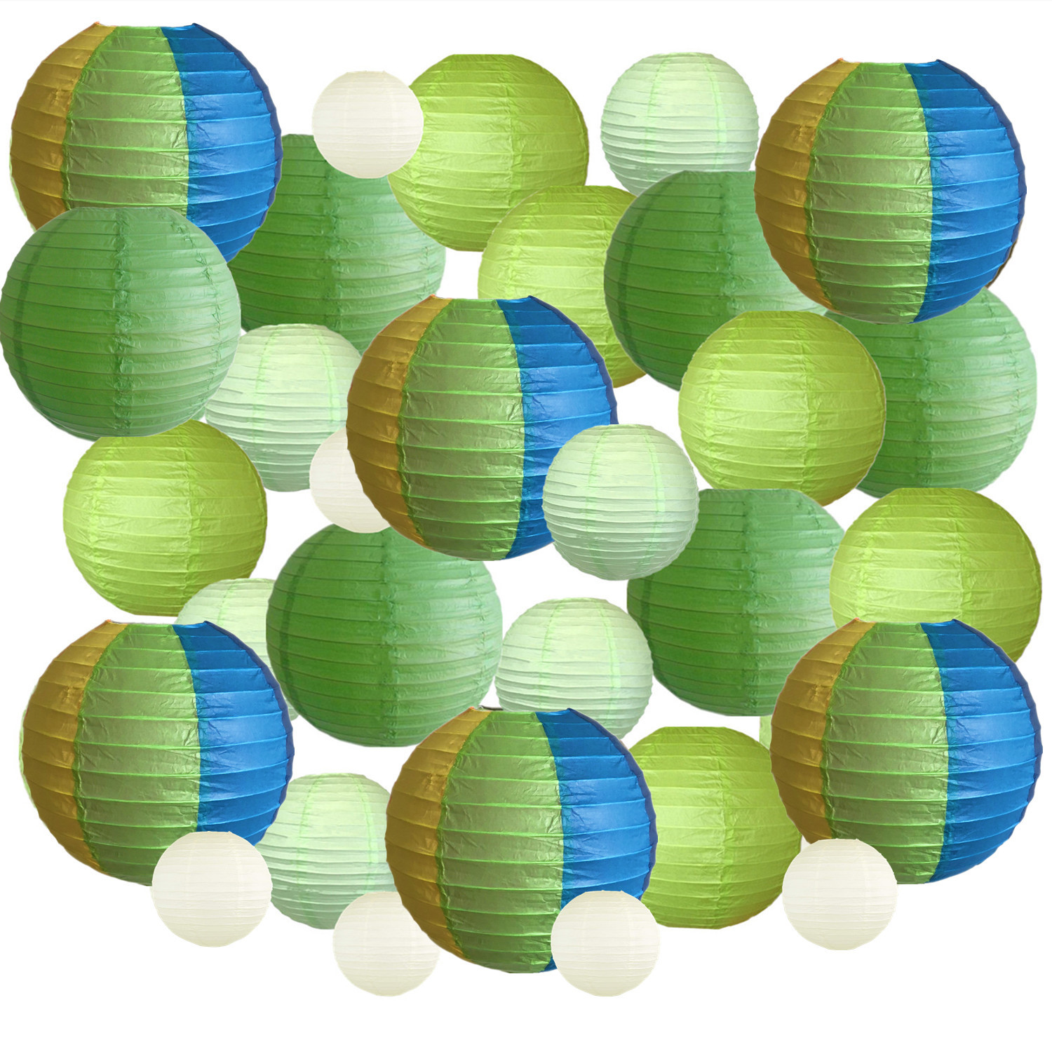 Picture of Spring, Summer, Autumn and Winter Colorfulful Paper Lanterns Round Foldableable Paper Art Combination Set Hanging Lanterns