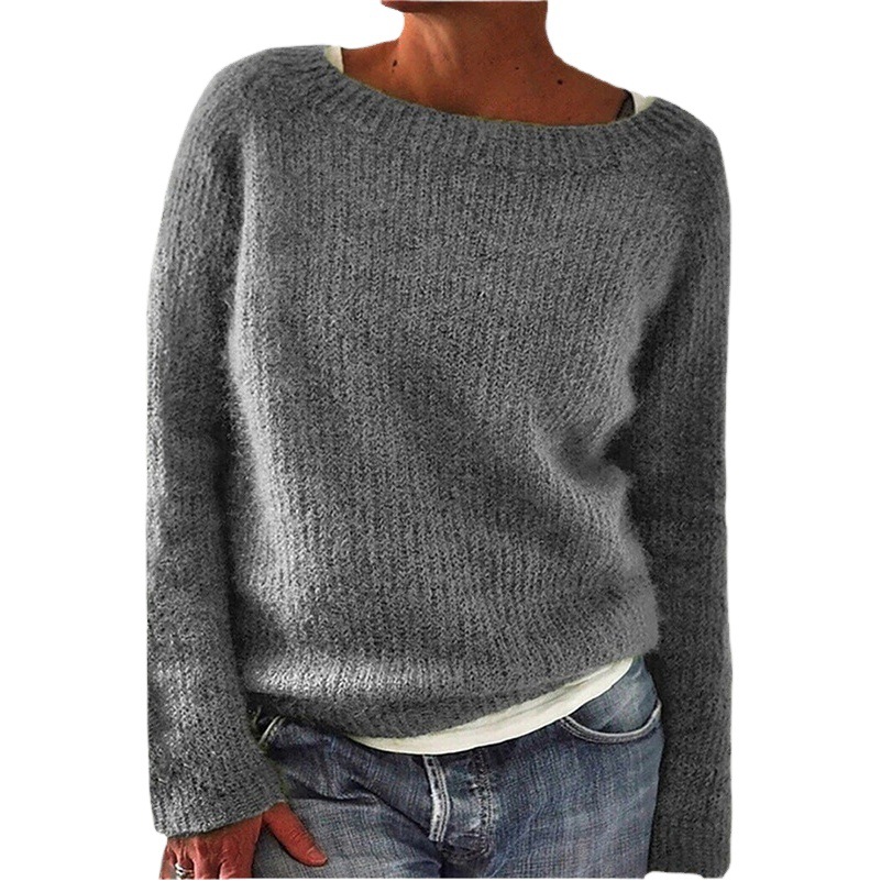 Picture of 2024 Amazon New Sweater Women's Solid Color Quiet Basic Sweater Sweater Round Neck Fashionable and Easiest for Match