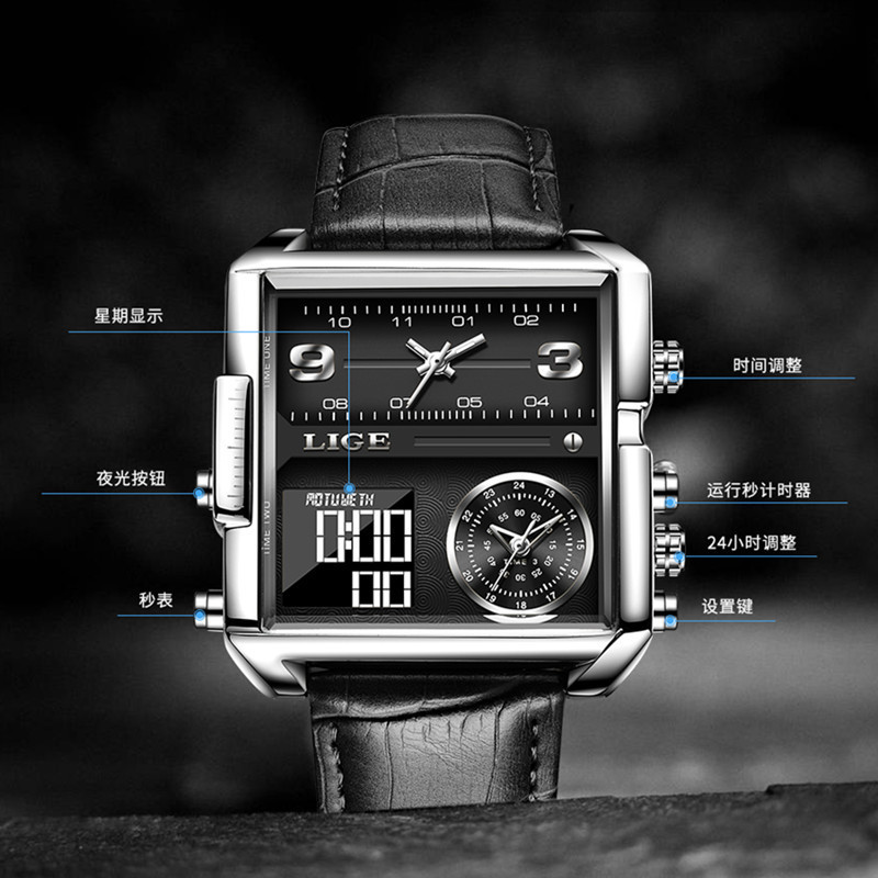 Picture of Dual Display Square Quartz Watch Men's Watch Fashion Business Personality Casual Large Dial Domestic Wristwatch Cross-border Wholesale