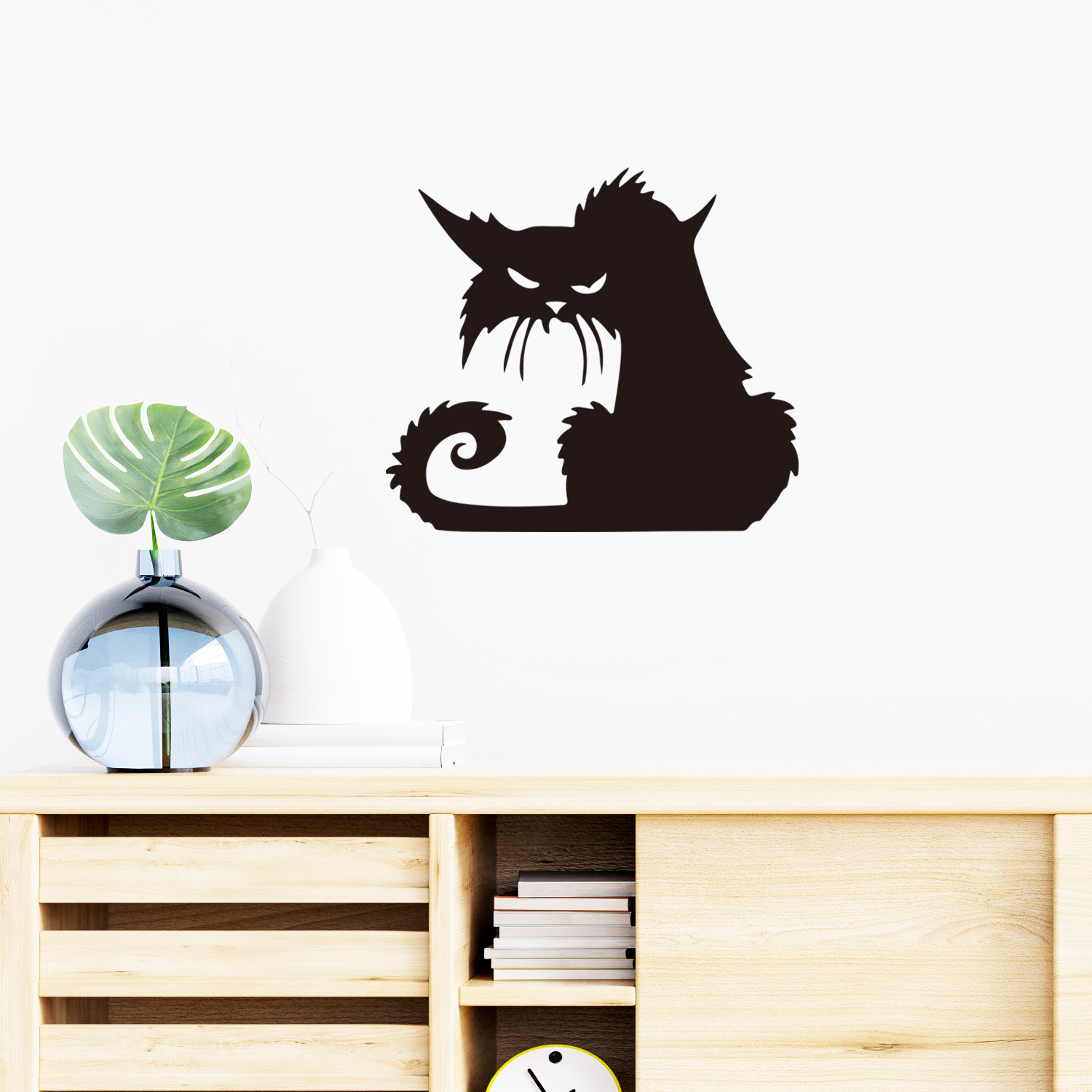 Picture of Carved domineering cat Halloween black cat wall stickers living room bedroom background decoration cross-border removable stickers A201