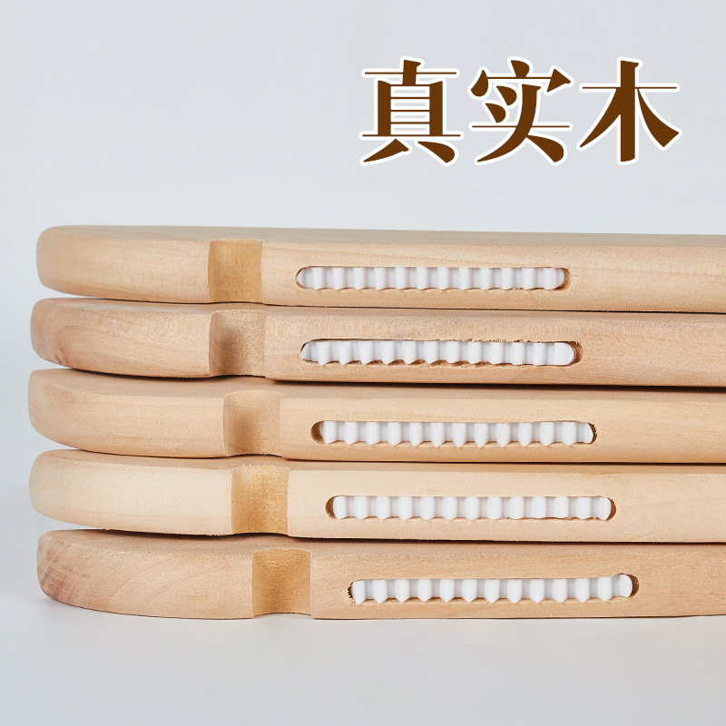 Picture of Clothing Store Solid Wood Clothes Hanger Log Color Paint-Free Non-Slip Wooden Clothes Support Seamless Trouser Hanging Clip Logo