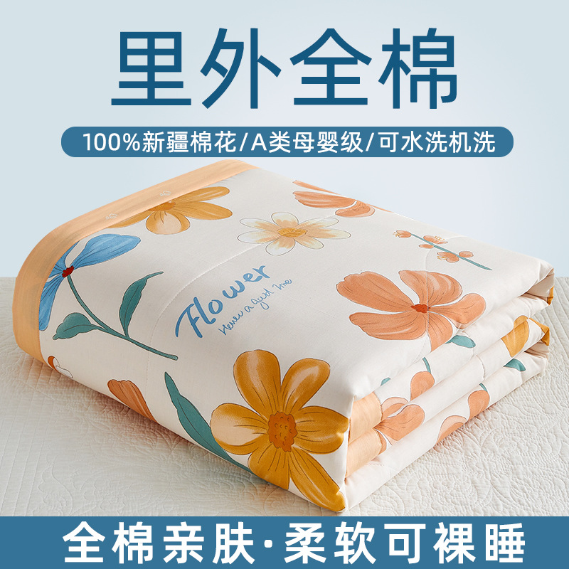 Picture of Machine washable Class A Mother and Child Pure Cotton Summer Cool Quilt Cotton Air-conditioning Quilt Children's Pure Cotton Summer Quilt Cartoon Thin Quilt Core 1