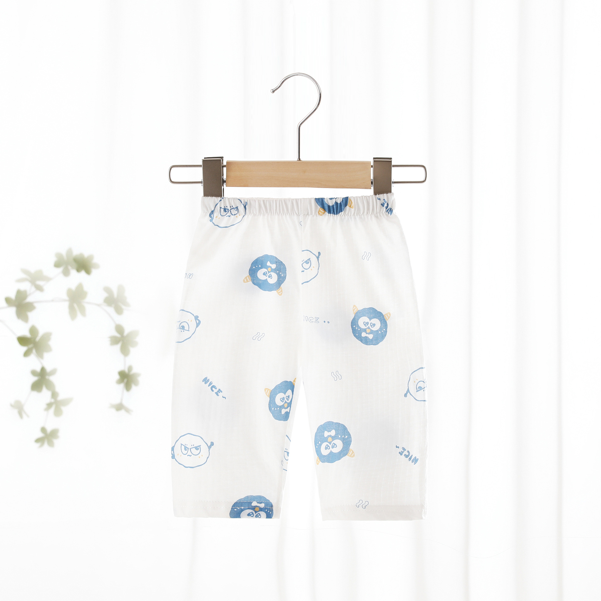 Picture of Baby Anti-Mosquito Pants Summer Thin Pure Cotton Type a Sweat-Absorbent Baby Crotch Pants for Boys and Girls Home Loose Cropped Pants