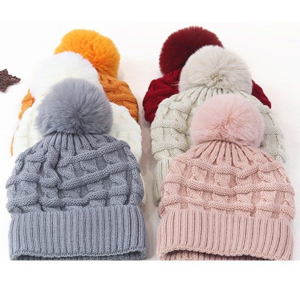 Picture of Hat Women's Korean-style new hat fur ball thickened thick wool knitted hat autumn and winter warm earmuffs hat student fleece-lined